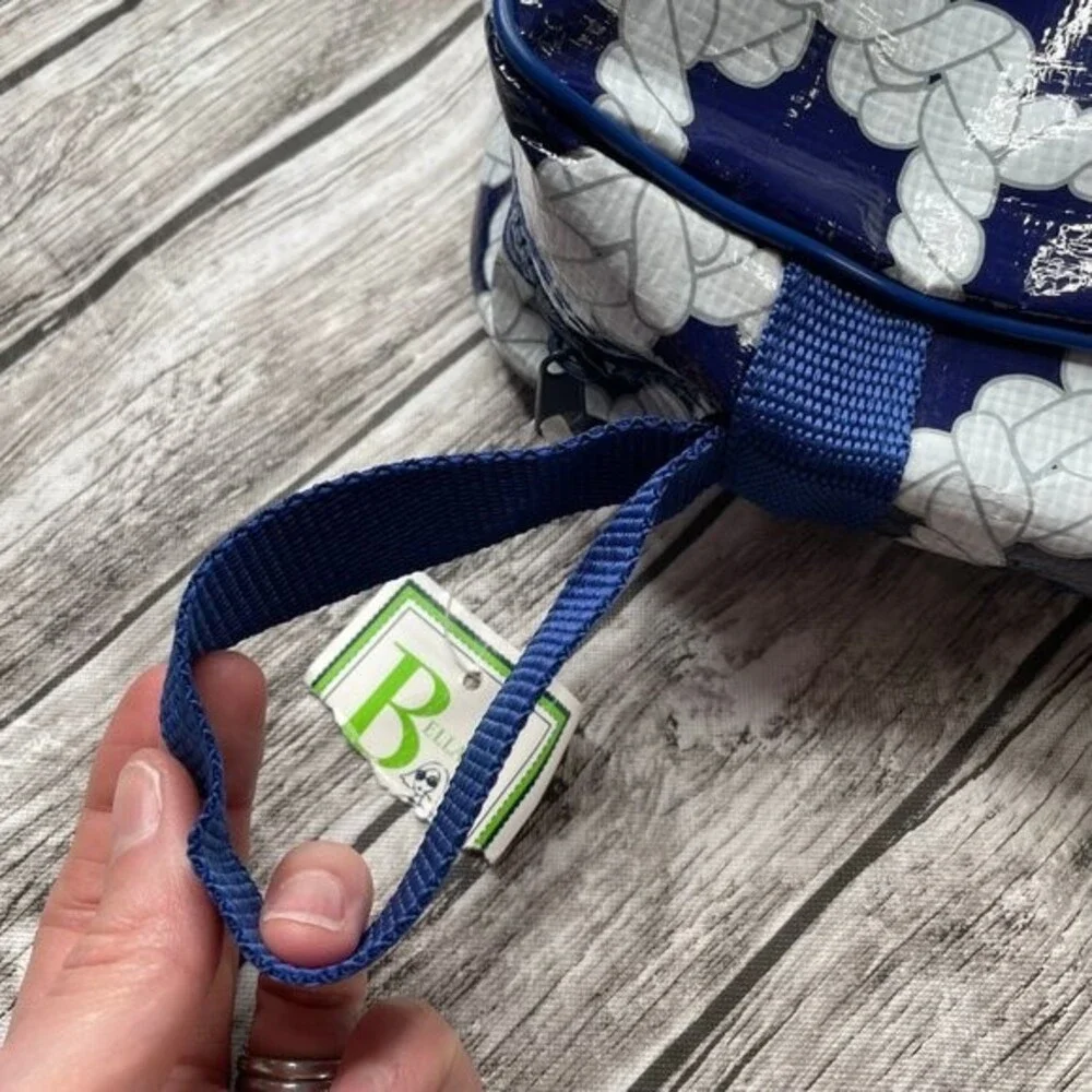 Bella Toiletry Bag Navy White Rope Knot Print Travel Cosmetic Case NWT - Picture 4 of 12